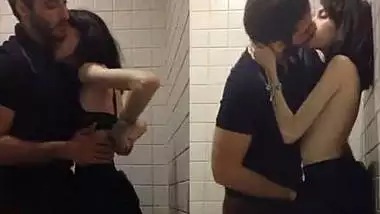 cute marina fraga fucking by her boyfriend in public toilet