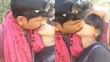 indian lover kissing outdoor