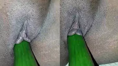 Horny desi wife masturbate with green cucumber