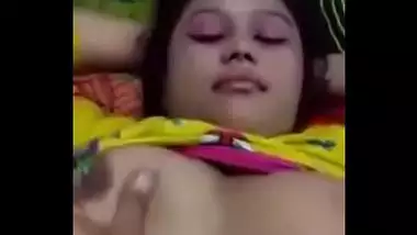 Pressing boobs of a chubby teen from Orissa