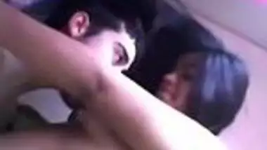 Teen college lovers blowjob & boobs suck Indian sex video