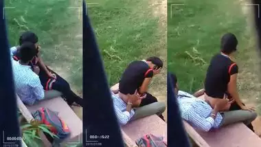 Indian girl frolics with sex lover in the park being filmed by a voyeur