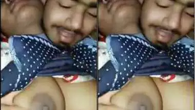 Desi man films himself kissing his girlfriend and touching her XXX boobs