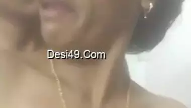 Sexy Indian aunty takes boobs to light but mustachioed guy paws them