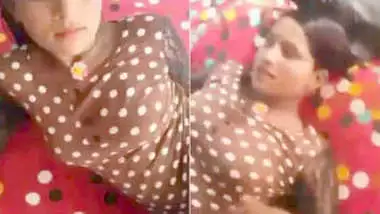 Desi student pulls polka-dot dress up to demonstrate her small tits