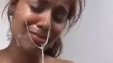 Massive cum all over face of hot desi girl