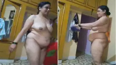 Cunning guy films fat Desi woman walking around room without XXX clothes