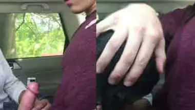 Skinny Paki chick gags on boyfriend's erect XXX fuckstick in his car