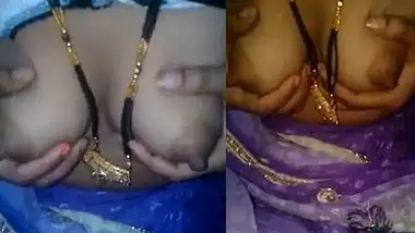 Indian chick plays with XXX tits and prepares BF for sex by stroking dick