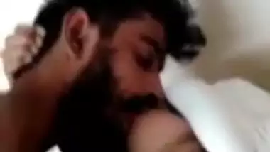 Sexy GF getting her boobs sucked by BF