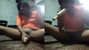 Desi girl masturbating with chappati roller