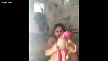 Young Village Wife Taking Shower